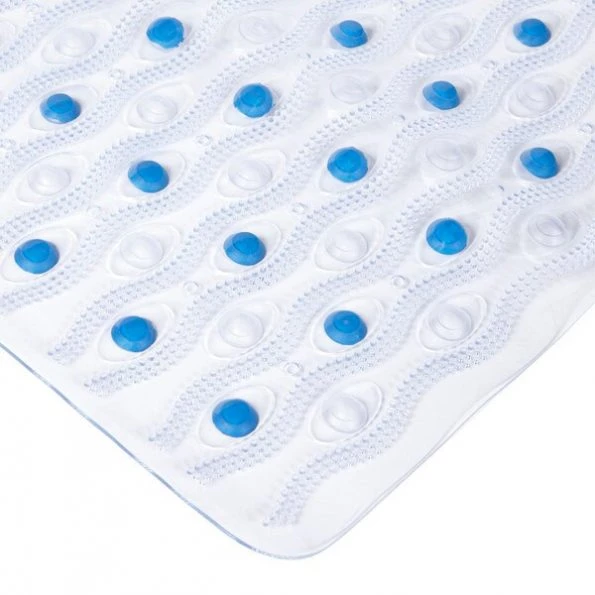 Non-Slip Semi-Brushed Bath Mat, Clear Blue