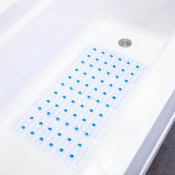 Non-Slip Semi-Brushed Bath Mat, Clear Blue