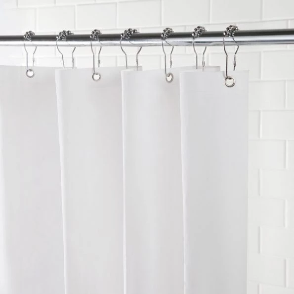 Medium Weight Decorative PEVA Shower Liner, 70" W x 72" H, White