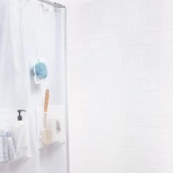 Medium Weight PEVA Shower Liner with Pockets, 70" W x 72" H, White