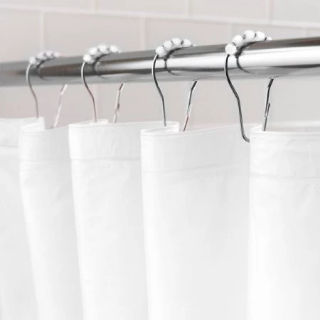 Kenney Medium Weight PEVA Shower Liner and Roller Ring Set, White