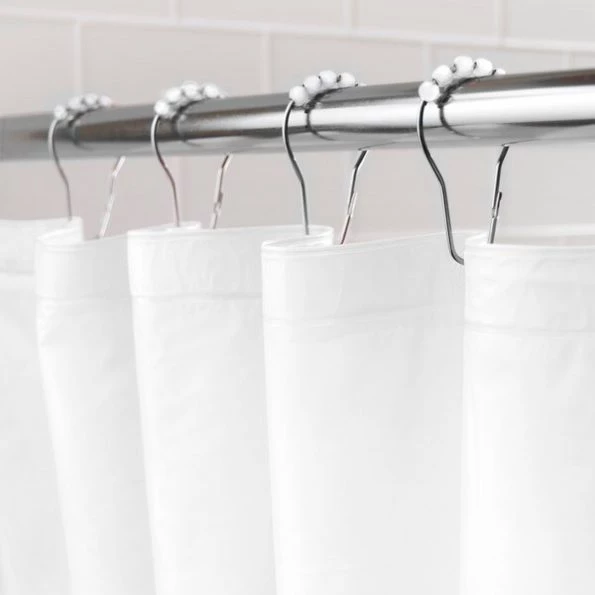 Medium Weight PEVA Shower Liner and Roller Ring Set, White