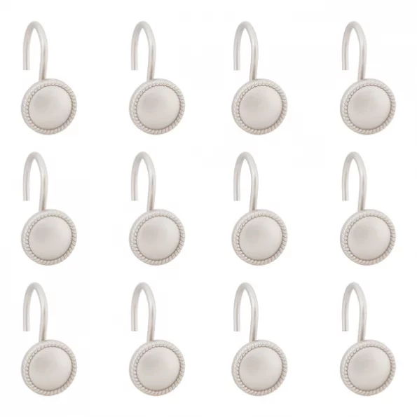 Erin Decorative Shower Curtain Hooks, Set of 12, Brushed Nickel
