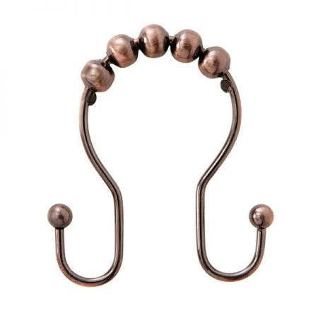Kenney Beaded Roller Double Shower Hooks, Set of 12, Oil Rubbed Bronze