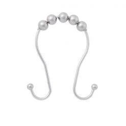 Beaded Roller Shower Curtain Double Hooks, Set of 12, Chrome