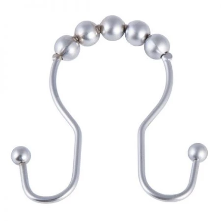 Kenney Rust-Proof Beaded Roller Double Shower Hooks, Set of 12, Matte Grey