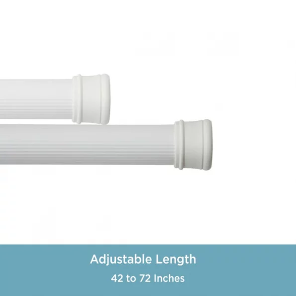 No Tools Spring Tension Utility Rod, 42-72", White