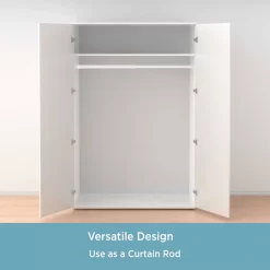 No Tools Spring Tension Utility Rod, 42-72", White