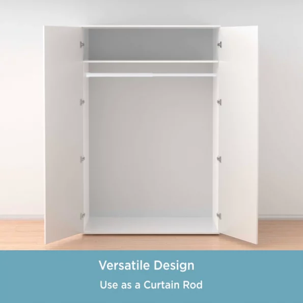 No Tools Spring Tension Utility Rod, 42-72", White