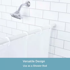 No Tools Spring Tension Utility Rod, 42-72", White