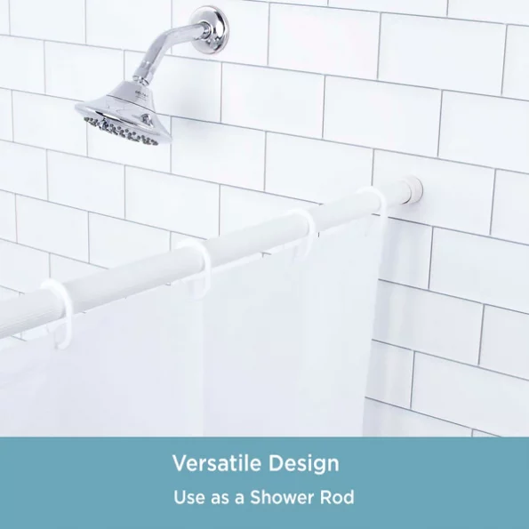 No Tools Spring Tension Utility Rod, 42-72", White