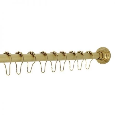 Kingston Brass SRK607 72-Inch Adjustable Shower Curtain Rod with Rings, Brushed Brass