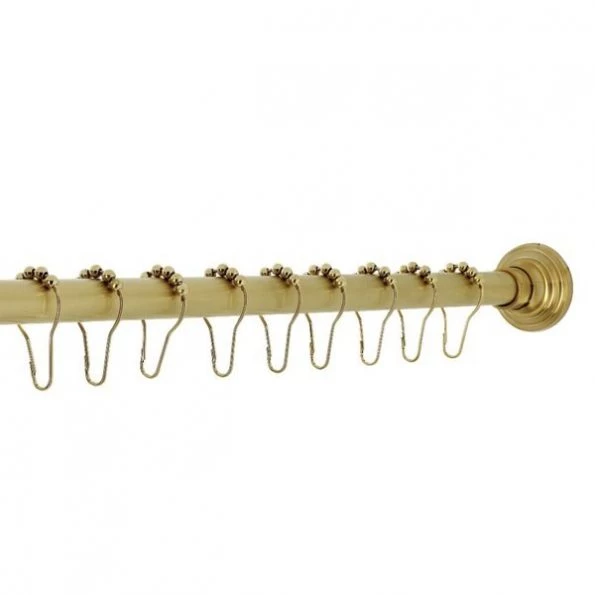 Kingston Brass SRK607 72-Inch Adjustable Shower Curtain Rod with Rings, Brushed Brass 1 SRK607 72-Inch Adjustable Shower Curtain Rod with Rings, Brushed Brass