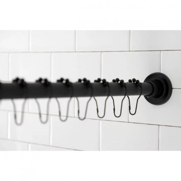KSR600 72-Inch Adjustable Stainless Steel Shower Curtain Rod with Rings, Matte Black