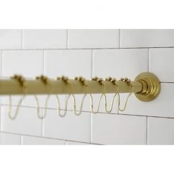 Kingston Brass SRK607 72-Inch Adjustable Shower Curtain Rod with Rings, Brushed Brass 4 SRK607 72-Inch Adjustable Shower Curtain Rod with Rings, Brushed Brass