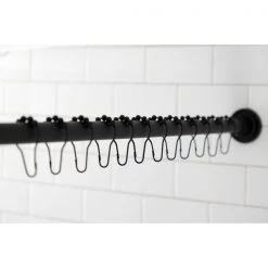Kingston Brass KSR600 72-Inch Adjustable Stainless Steel Shower Curtain Rod with Rings, Matte Black 4 KSR600 72-Inch Adjustable Stainless Steel Shower Curtain Rod with Rings, Matte Black
