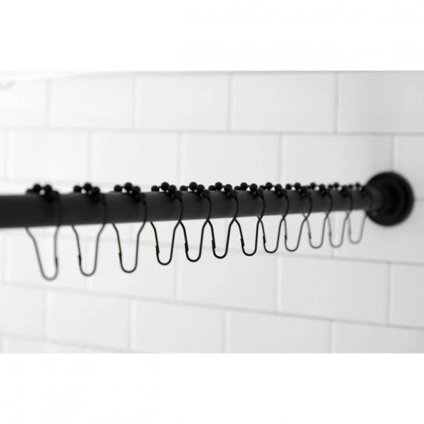 KSR600 72-Inch Adjustable Stainless Steel Shower Curtain Rod with Rings, Matte Black