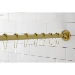 KSR607 72-Inch Adjustable Stainless Steel Shower Curtain Rod with Rings, Brushed Brass