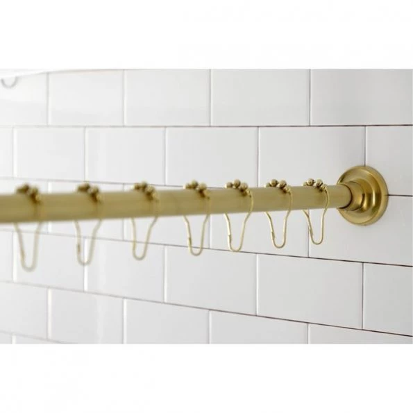 KSR607 72-Inch Adjustable Stainless Steel Shower Curtain Rod with Rings, Brushed Brass