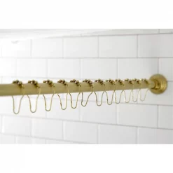 Kingston Brass SRK607 72-Inch Adjustable Shower Curtain Rod with Rings, Brushed Brass 3 SRK607 72-Inch Adjustable Shower Curtain Rod with Rings, Brushed Brass