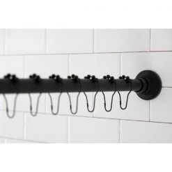 SRK600 72-Inch Adjustable Shower Curtain Rod with Rings, Matte Black