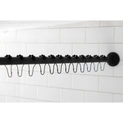 SRK600 72-Inch Adjustable Shower Curtain Rod with Rings, Matte Black