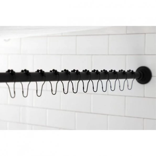 SRK600 72-Inch Adjustable Shower Curtain Rod with Rings, Matte Black