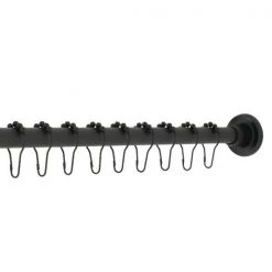 Kingston Brass KSR600 72-Inch Adjustable Stainless Steel Shower Curtain Rod with Rings, Matte Black