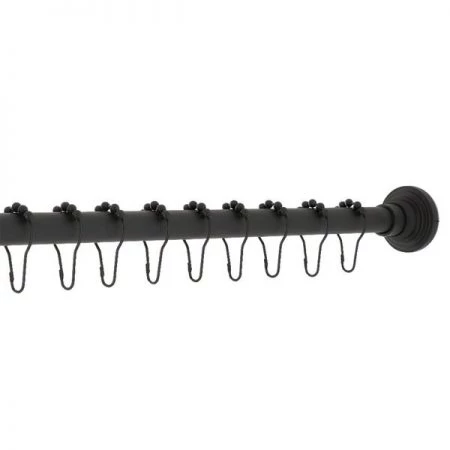 Kingston Brass SRK600 72-Inch Adjustable Shower Curtain Rod with Rings, Matte Black