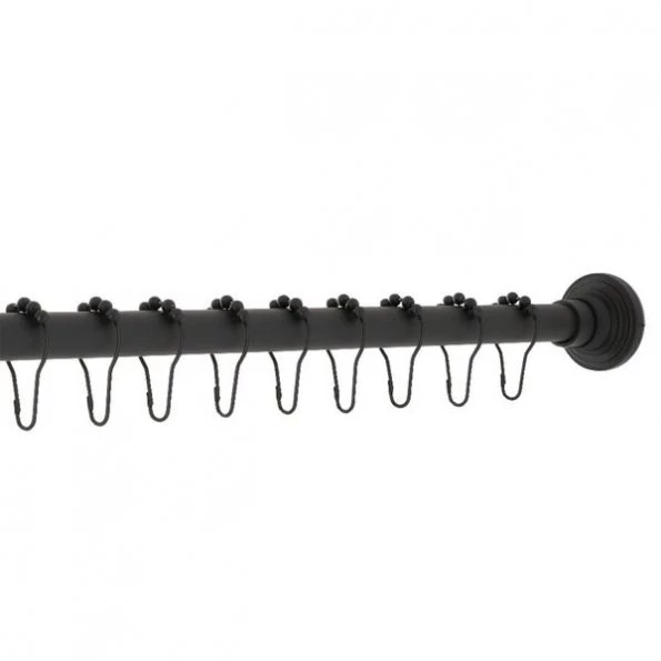 SRK600 72-Inch Adjustable Shower Curtain Rod with Rings, Matte Black