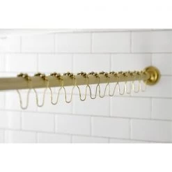 KSR607 72-Inch Adjustable Stainless Steel Shower Curtain Rod with Rings, Brushed Brass