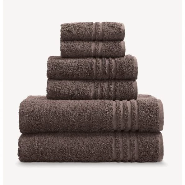 Turkish Cotton 6 Piece Ensemble Towel Set – Brown