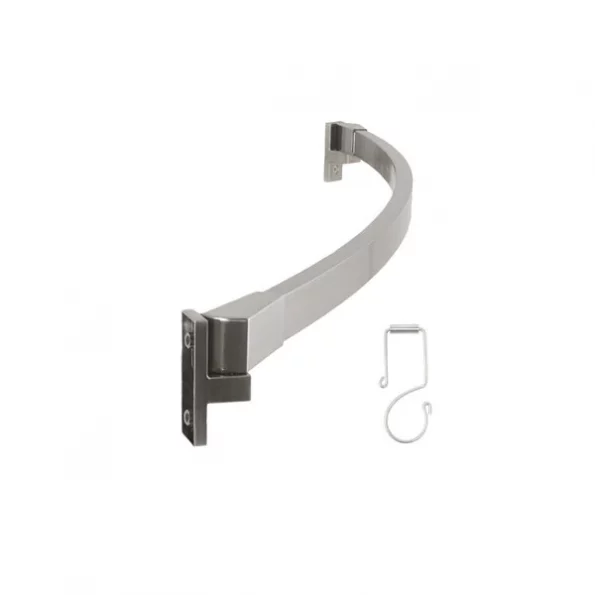 Adjustable Curved Rectangle Shower Rod With Shower Rings Includes 1pcs of 112-5BN-A and 1 pcs of 01