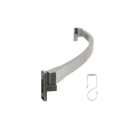 Preferred Bath Accessories Fixed Curved Rectangle Shower Rod With Shower Rings Includes 1pcs of 112-5BN and 1 pcs of 012-BN-SR