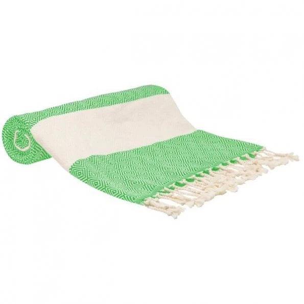 100% Cotton Turkish Bath Towel, 40 x 70 Diamond Peshtemal, Lime Green