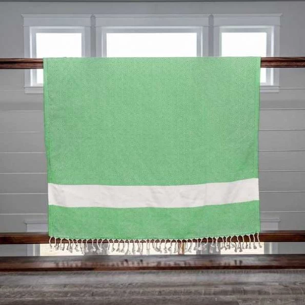 100% Cotton Turkish Bath Towel, 40 x 70 Diamond Peshtemal, Lime Green