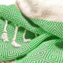 100% Cotton Turkish Bath Towel, 40 x 70 Diamond Peshtemal, Lime Green