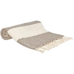 100% Cotton Turkish Bath Towel, 40 x 70 Diamond Peshtemal, Beige