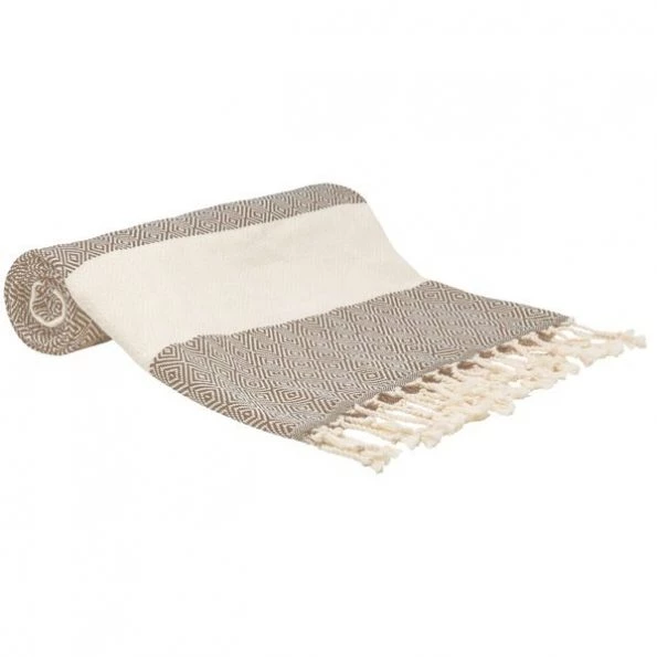 100% Cotton Turkish Bath Towel, 40 x 70 Diamond Peshtemal, Beige