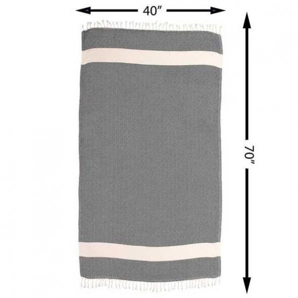 100% Cotton Turkish Bath Towel, 40 x 70 Diamond Peshtemal, Black