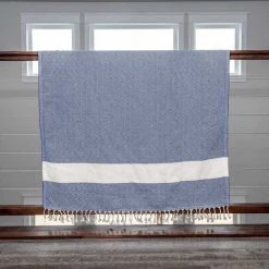 100% Cotton Turkish Bath Towel, 40 x 70 Diamond Peshtemal, Navy