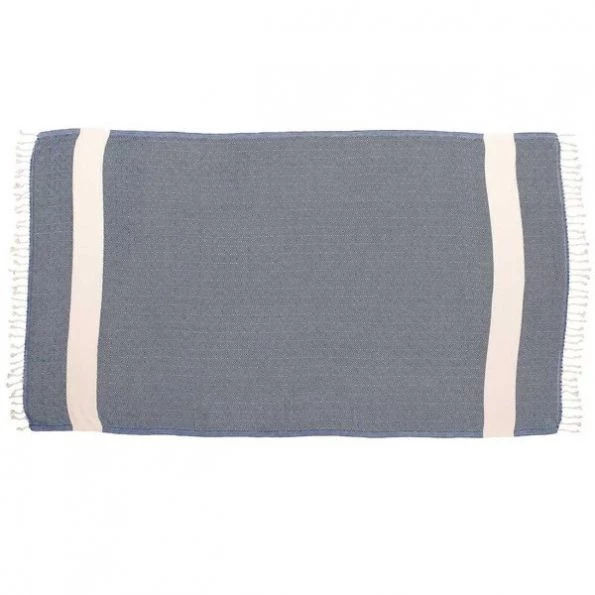 100% Cotton Turkish Bath Towel, 40 x 70 Diamond Peshtemal, Navy