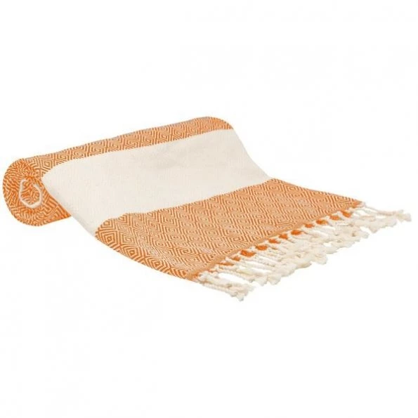 100% Cotton Turkish Bath Towel, 40 x 70 Diamond Peshtemal, Orange