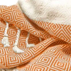 100% Cotton Turkish Bath Towel, 40 x 70 Diamond Peshtemal, Orange