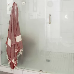 100% Cotton Turkish Bath Towel, 40 x 70 Diamond Peshtemal, Red