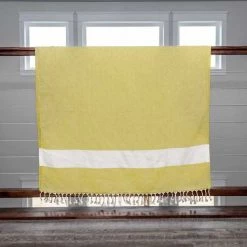 100% Cotton Turkish Bath Towel, 40 x 70 Diamond Peshtemal, Yellow