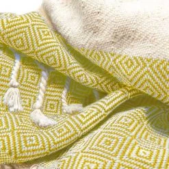 100% Cotton Turkish Bath Towel, 40 x 70 Diamond Peshtemal, Yellow