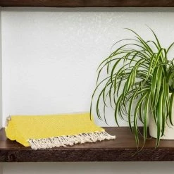 100% Cotton Turkish Bath Towel, 40 x 70 Diamond Peshtemal, Yellow