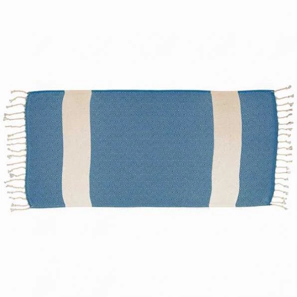 100% Cotton Turkish Hand Towels, 18 x 40 Diamond Peshtemal Kitchen and Bath Towels, Blue, PK 2