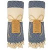 Deerlux 100% Cotton Turkish Bath Towel, 40 x 70 Diamond Peshtemal, Navy, PK 2